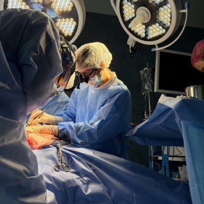 Surgery under the operating lights
